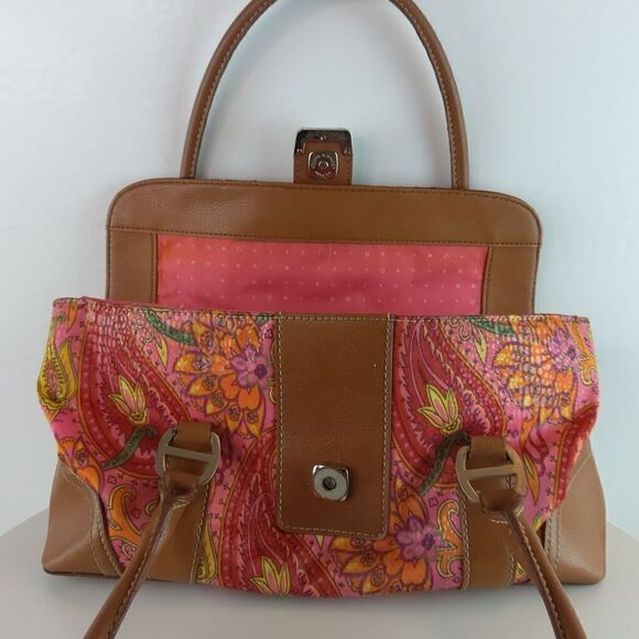 (3/$20) Liz Claiborne fuchsia paisley fabric and faux leather purse - Picture 11 of 16